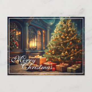 Xmas Motif mit Geschenken unter dem Weihnachtsbaum Feiertagspostkarte