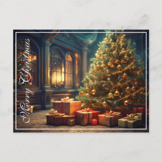 Xmas Motif mit Geschenken unter dem Weihnachtsbaum Feiertagspostkarte