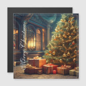 Xmas Motif mit Geschenken unter dem Weihnachtsbaum Magnetkarte (Vorne/Hinten)