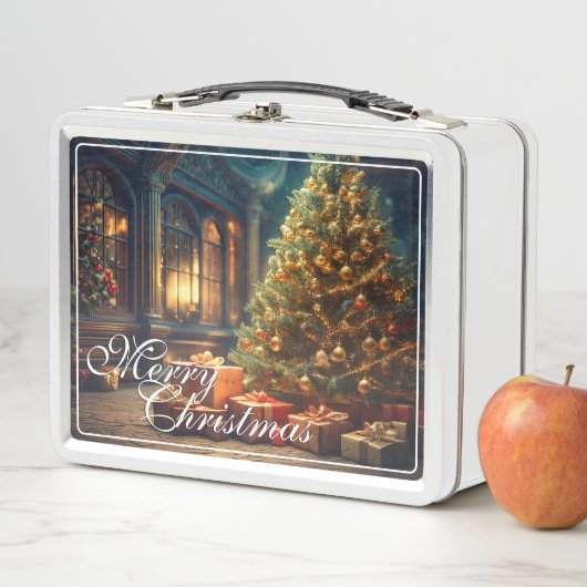 Xmas Motif mit Geschenken unter dem Weihnachtsbaum Metall Brotdose (Beispiel)