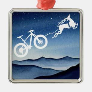 Xmas Mountainbike-Rentier Weihnachtsstern Nacht  Ornament Aus Metall
