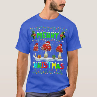 Xmas Mushroom Lighting Weihnachtsmannmütze Frohe W T-Shirt