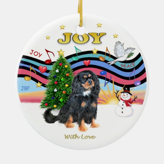 Xmas Music 1 - Cavalier (Black and Tan) Keramik Ornament (Hinten)