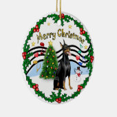 Xmas Music 1 - Doberman Pinscher 1 Keramikornament (Rechts)