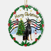 Xmas Music 1 - Doberman Pinscher 1 Keramikornament (Links)