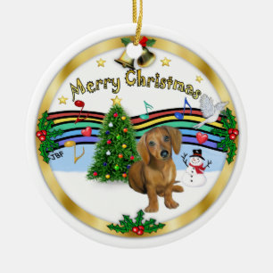 Xmas Music 1 - MC - Dackel pup 13 Keramik Ornament