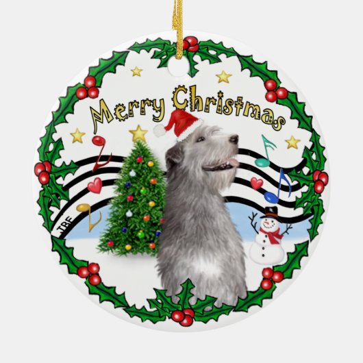 Xmas Music 1 - MC - Irish Wolfhound (hat) Keramik Ornament (Hinten)