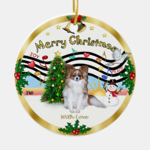Xmas Music 1 - Papillon (fawn) Keramikornament