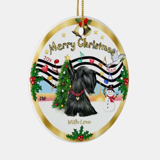 Xmas Music 1 - Scottish Terrier Keramikornament (Rechts)