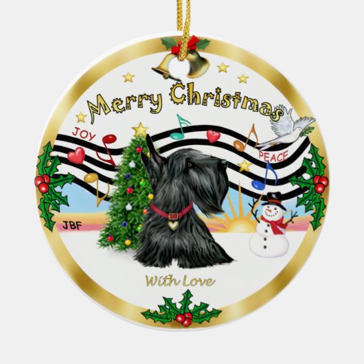 Xmas Music 1 - Scottish Terrier Keramikornament (Vorne)
