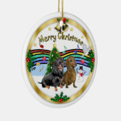 Xmas Music 1 - Zwei Dackeln Keramikornament (Rechts)