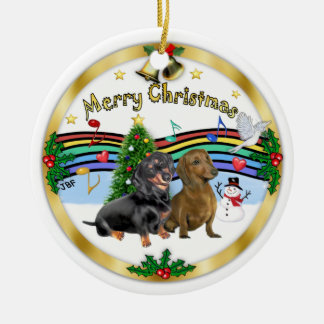 Xmas Music 1 - Zwei Dackeln Keramikornament