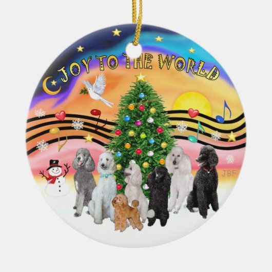 Xmas Music 2 - 7 Poodles Keramik Ornament (Vorne)