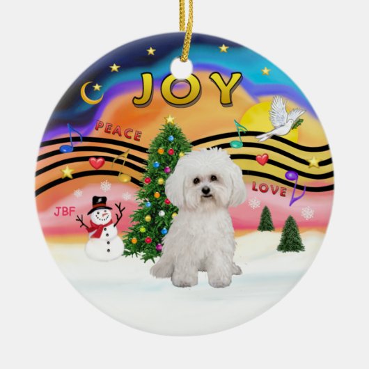 Xmas Music 2 - Bichon Frise 2 Keramikornament (Vorne)