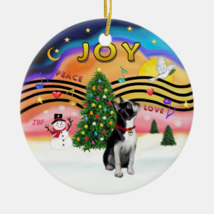 Xmas Music 2 - Boston Terrier Keramik Ornament