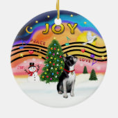 Xmas Music 2 - Boston Terrier Keramik Ornament (Hinten)