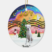 Xmas Music 2 - Boxer (White-nat.) Keramik Ornament (Links)