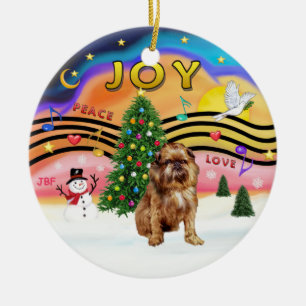 Xmas Music 2 - Brussels Griffon (rot/braun) Keramikornament