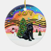 Xmas Music 2 - Brussels Griffon (schwarz) Keramik Ornament (Hinten)