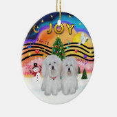 Xmas Music 2 - Coton de Tulear (ZWEI) Keramikornament (Rechts)
