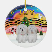 Xmas Music 2 - Coton de Tulear (ZWEI) Keramikornament (Hinten)