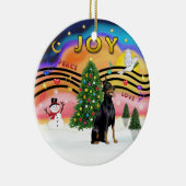 Xmas Music 2 - Doberman 1 Keramikornament (Rechts)