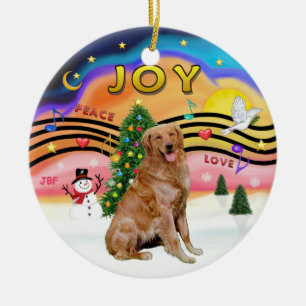Xmas Music 2 - Golden Retriever 3 Keramik Ornament