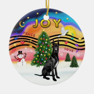 Xmas Music 2 - Great Dane (schwarz - überzogen) Keramik Ornament