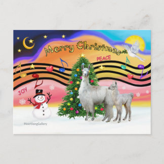 Xmas Music 2 - Llama Mama und Baby Feiertagspostkarte