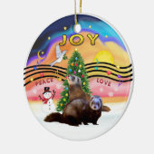 Xmas Music 2 - Two Ferrets Keramik Ornament (Links)