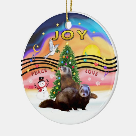Xmas Music 2 - Two Ferrets Keramik Ornament (Links)