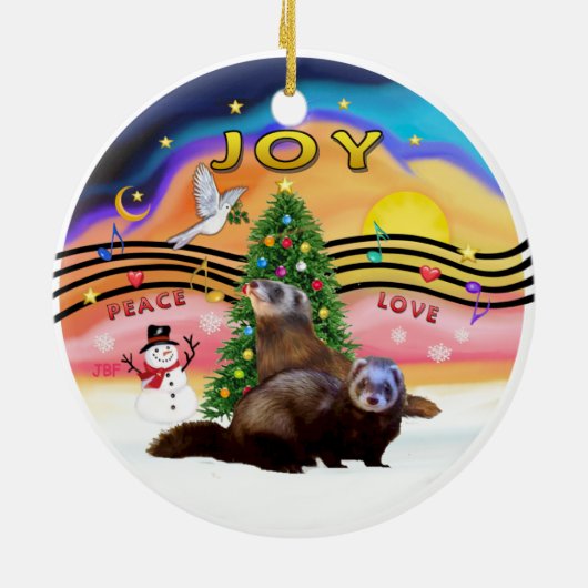 Xmas Music 2 - Two Ferrets Keramik Ornament (Hinten)