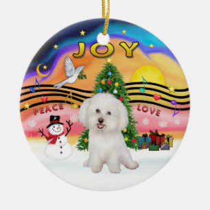 Xmas Music 2P - Bichon Frise 7 Keramikornament
