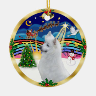 Xmas Music 3 - American Eskimo Dog #3 Keramikornament