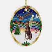 Xmas Music 3 - Red Doberman Keramikornament (Rechts)