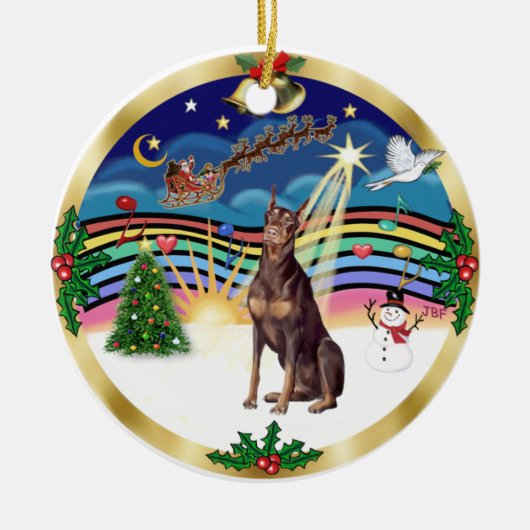 Xmas Music 3 - Red Doberman Keramikornament (Vorne)