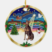 Xmas Music 3 - Red Doberman Keramikornament (Hinten)