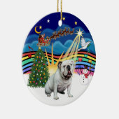 Xmas Music #3 - White English Bulldog Keramik Ornament (Rechts)