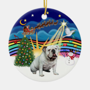 Xmas Music #3 - White English Bulldog Keramik Ornament