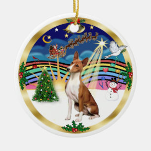 Xmas Music 5 - Basenji Keramik Ornament