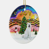 Xmas Music - Akita (weiß) Keramikornament (Rechts)
