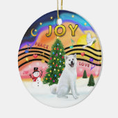 Xmas Music - Akita (weiß) Keramikornament (Links)