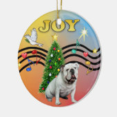 Xmas Music - English Bulldog (weiß) Keramik Ornament (Links)