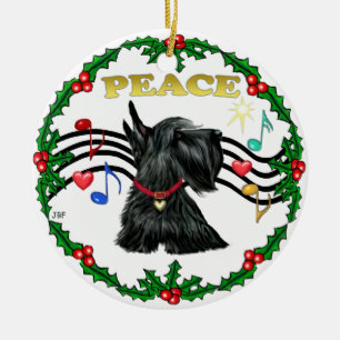 Xmas Musik 1 - Frieden - Schottischer Terrier #12 Keramik Ornament