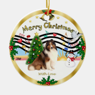 Xmas Musik 1 - Shetland Sheepdog #7 Keramikornament