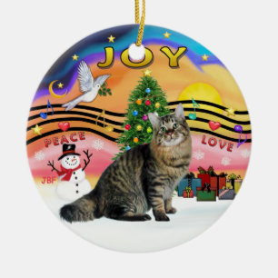 Xmas-Musik #2 - Bob Tail Tabby-Katze Keramikornament