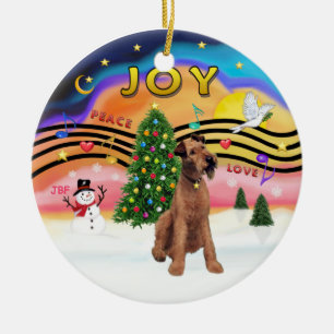 Xmas-Musik 2 - Irischer Terrier Keramikornament