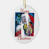 XMAS N SCHREIBEN /SANTA CLAUS MIT VIOLIN MONOGRAMM KERAMIK ORNAMENT (Rechts)