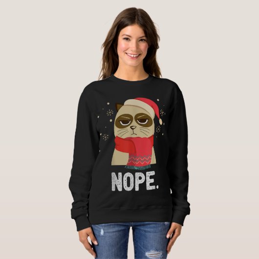 Xmas Nope heute nicht Funny Cat Weihnachten Sweatshirt (Vorne ganz)