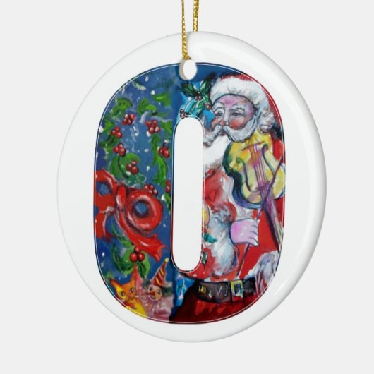XMAS O SCHREIBEN /SANTA CLAUS MIT VIOLIN MONOGRAMM KERAMIK ORNAMENT (Links)